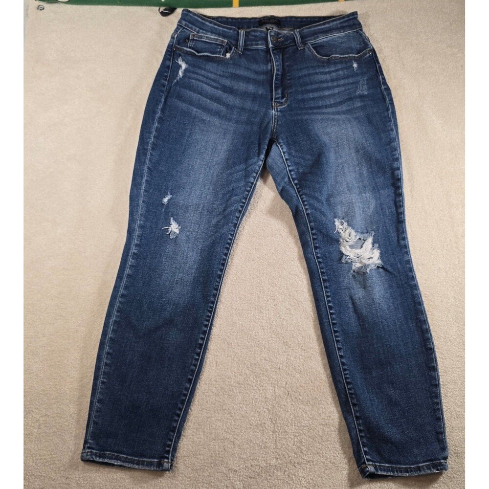 Judy Blue Jeans Women Size 16W Destroyed Slim Fit Dark Wash Style JB82204DK